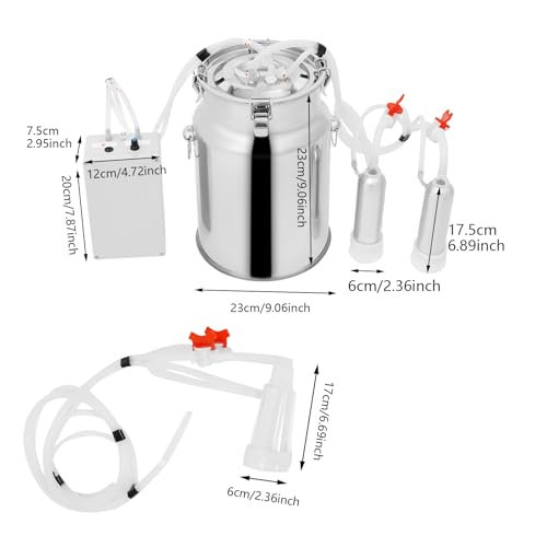 10L Goat Milking Machine, Adjustable Pulse Vacuum Electric Cow Milking Machine, Portable Electric Cow Milker with Udder Protection for Cows and Goats - size: 10L