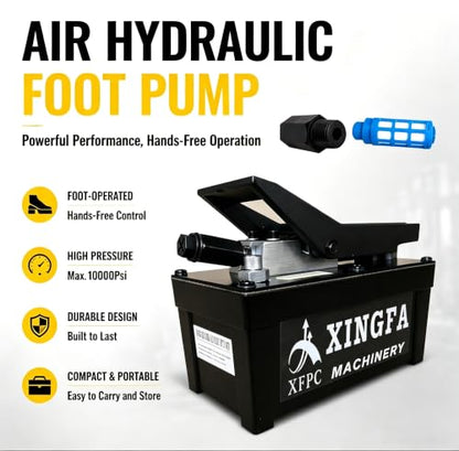Air Hydraulic Pump 10,000 PSI 1.7L Reservoir NPT 3/8" Oil Outlet, NPT 1/4" Inlet, Hydraulic Pump Air Hydraulic Foot Pump Made of Aluminum, Black - color: 1103-Black