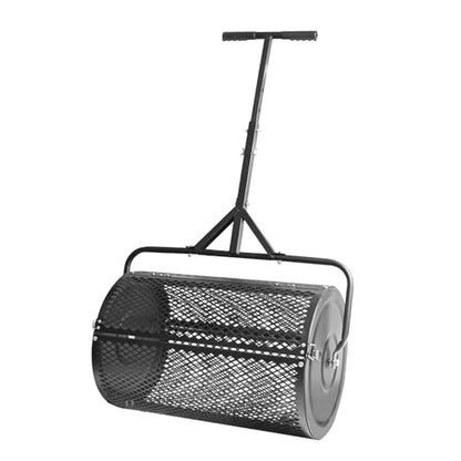 MAKEATREE 24 Inch Compost Spreader and Peat Moss Spreader, Lawn Roller for Spreading Top Soil Manure Dirt, Black