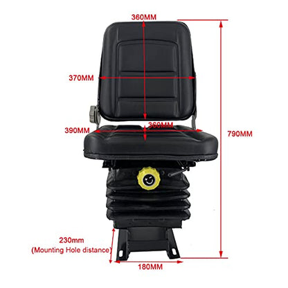 Suspension Seat Replacement Universal Adjustable Waterproof - Black - color: Black with Suspension
