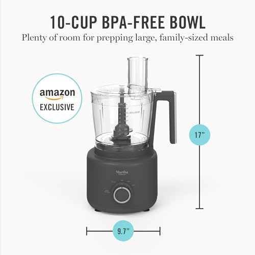 Martha Stewart 10 Cup Food Processor & Electric Chopper, One Touch Pulse - color: Caviar Gray