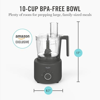 Martha Stewart 10 Cup Food Processor & Electric Chopper, One Touch Pulse - color: Caviar Gray