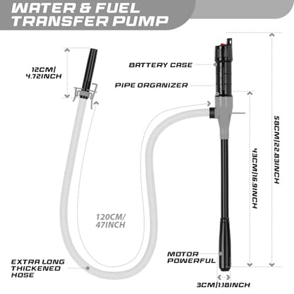 Transfer Pump Battery Operated Electric Siphon Pump for Gas, Fuel, Diesel, Water Transfer 2.4 GPM Flow Oil Extractor, 47 Inches Hose-Easy to Use Hand Fuel Pump, Multi-Use Siphon Transfer Pump(Grey) - color: 1 Pack of 1 Grey