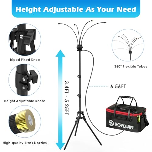 Roylvan Portable Misters for Outside Patio, Battery-Powered with 4 Nozzles
