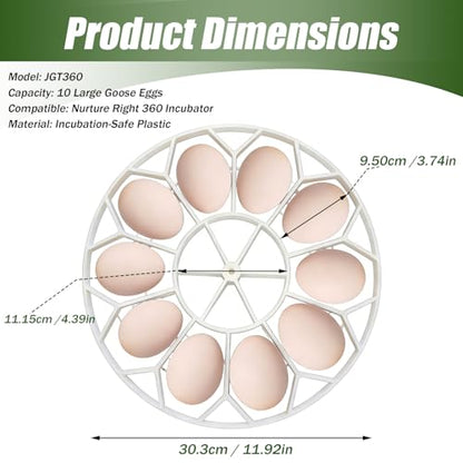 JGT360 Large Goose Egg Turner Tray for Nurture Right 360 Incubator, 10 Egg