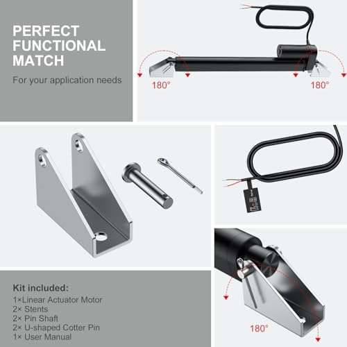 Justech 330LBS/1500N-12inch/300mm 12V Linear Actuator with Bracket, Black - size: 1500N 300mm