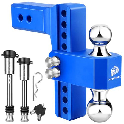 METOWARE Aluminum Adjustable Trailer Hitch, Fits 2.5'' Receiver, 8'' Drop - color: Blue, size: 8'' Drop