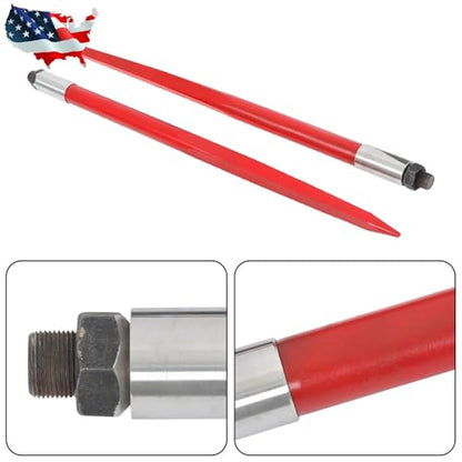 (2Pcs) 3000lbs Capacity 39" Square Hay Bale Spear Spike Fork For Tractor Loader