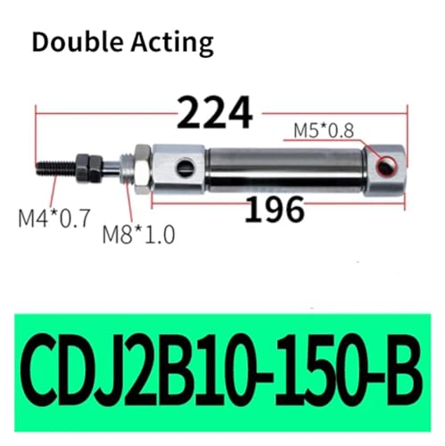 CDJ2B10-15-B Magnetic Stainless Steel Mini Cylinder Double Acting(CDJ2B10x150 B) - color: Cdj2b10x150 B