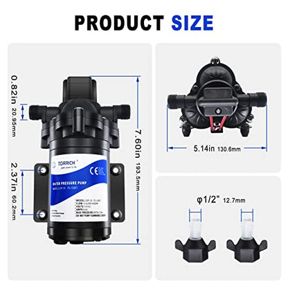 TDRRICH Water Pressure Booster Pump for RV，12V Diaphragm Power Water Pumps 4GPM 45PSI Self-priming Pump,Diaphragm Transfer Pump for Boats Inline Garden Hose Lawn Camper Sprinkler Irrigation - style: 12V 4GPM 45PSI