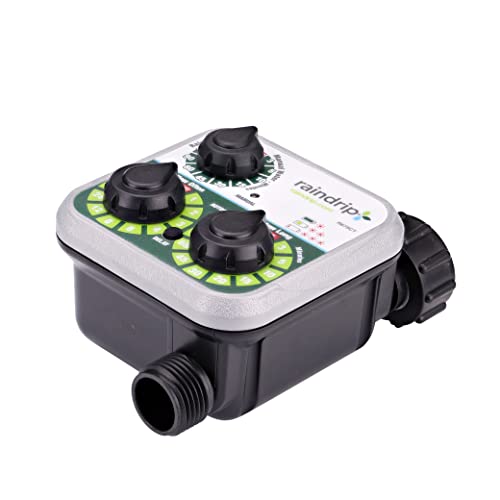 Raindrip R675CT Analog 3-Dial Water, Sprinkler Timer with Rain Delay for Drip Irrigation, Garden, Self-Watering - style: Analog
