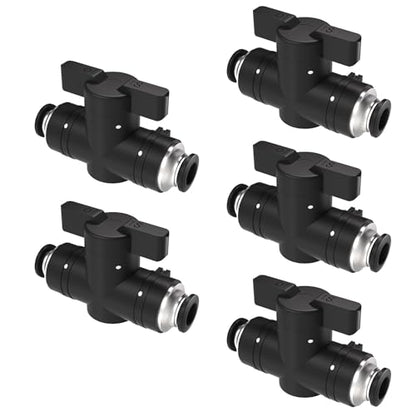 1/4 Push To Connect Valve,Shut Off Air Flow Control Fittings - color: Black BUC, size: 1/4"OD