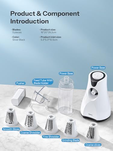 Electric Cheese Grater, Reemix 5 Multi Blade Cheese Shredder Salad Maker