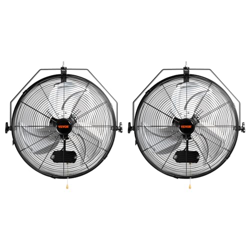 VEVOR 18 Inch Wall Mount Fan, Waterproof, 3-Speed, 4000 CFM, 2 Pack - size: 18 Inch 2 Pack, style: Waterproof