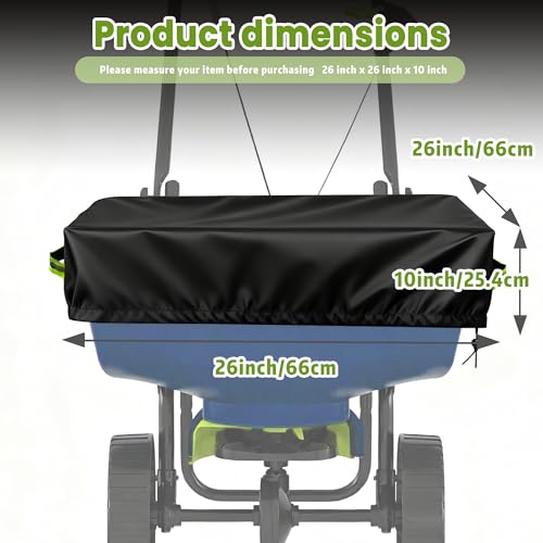 Broadcast Spreader Cover - 600D Waterproof, Fits 85-100lb Hopper, 26x26x10