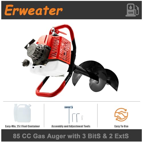 Post Hole Digger Earth Auger Gas Powered 85cc 3.4HP