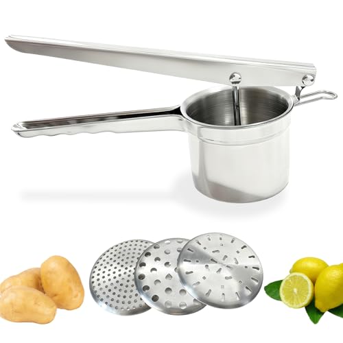 Stainless Steel Potato Ricer Masher, Heavy Duty Food Press for Kitchen