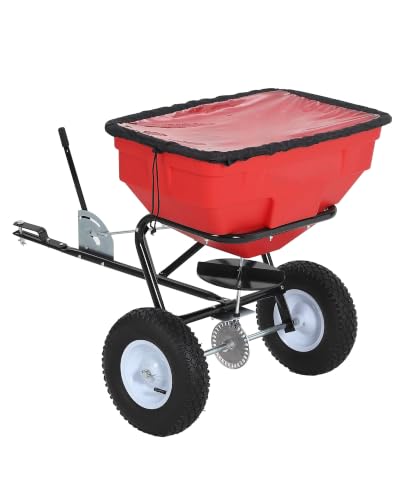 125 LBS Tow Behind Broadcast Spreader, 9.8FT Spread