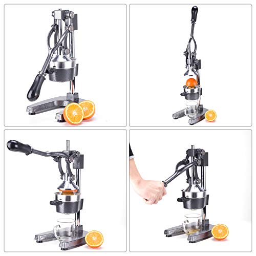 CO-Z Professional Manual Citrus Juicer Pomegranate Orange Lemon Juicer with Steel Lever for Home, Restaurant, Bar (Black Steel) - color: Black Steel