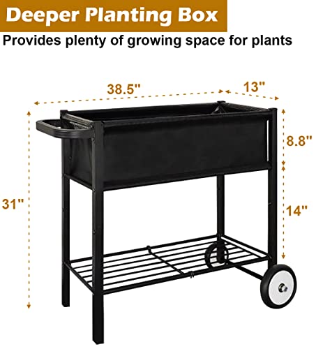 Koutemie Raised Garden Bed with Legs, Planter Box Outdoor with Wheels