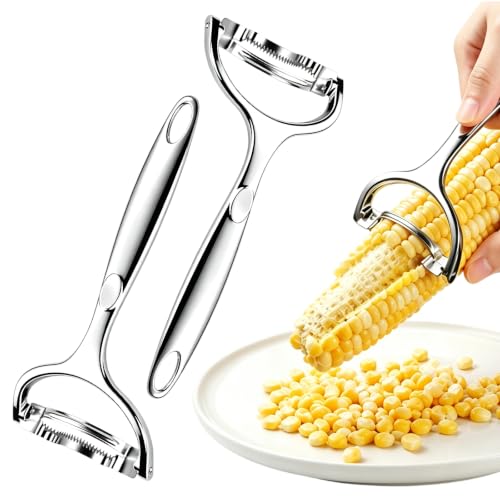 2 Packs Upgraded Corn Peeler, Practical 304 Stainless Steel Corn Peeler Tool, Ergonomic Corn Cob Kernel Stripper Thresher, Labor-Saving Corn Kernel Remover, Long Lasting Kitchen Accessory