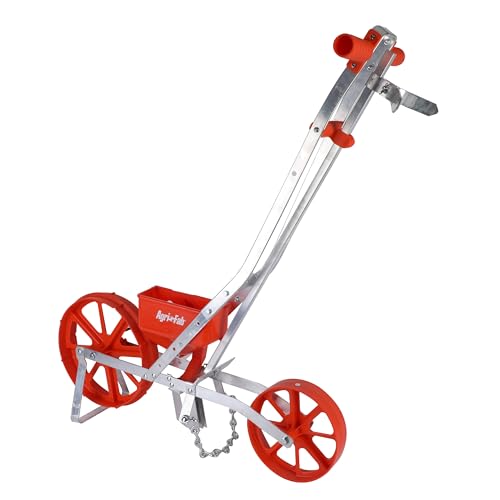 Agri-Fab Push Garden Seeder Planter with 7 Interchangeable Seed Plates, 3 lb Capacity Hopper and Adjustable Row Marker, Orange