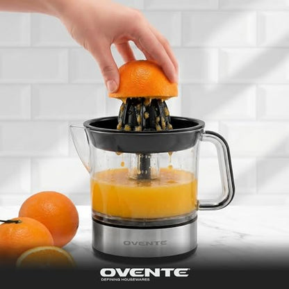 OVENTE Electric Citrus Juicer Machine with 2 Cones, 24 oz, Black JE2572B - color: Black