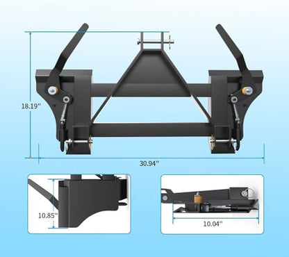 Suitable for Skid Steer 3 Point Quick Tach Adapter for Category 1, Universal Convert 3-Point Hitch Attach Conversion Skid Steer Attachments