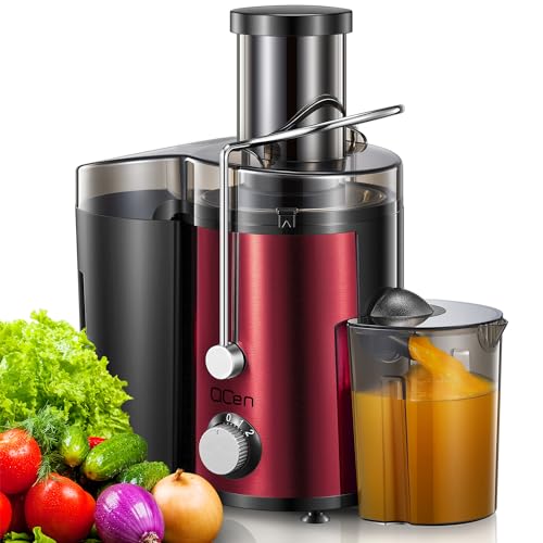 Juicer Machine 800W Centrifugal Juicer with Wide Mouth Feed Chute - color: Metallic Red, size: 800W