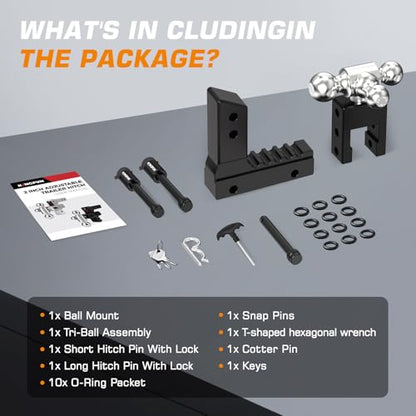Kingfun Adjustable Trailer Hitch- Drop Hitch 2 inch Receiver 6" Drop Rise - color: Black, size: 2"Receiver- 6"Rise/Drop Hitch
