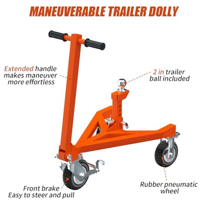 Trailer Dolly, Heavy Duty Trailer Mover with 2 Inch Hitch Ball - color: Orange