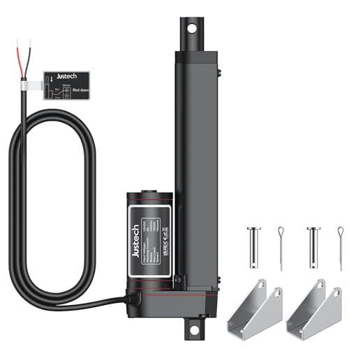 Justech 330LBS/1500N-6inch/150mm 12V Linear Actuator with Bracket, Black - size: 1500N 150mm