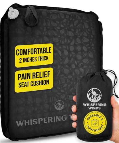 Whispering Winds Inflatable Seat Cushion - color: Black - 1pack, size: Large