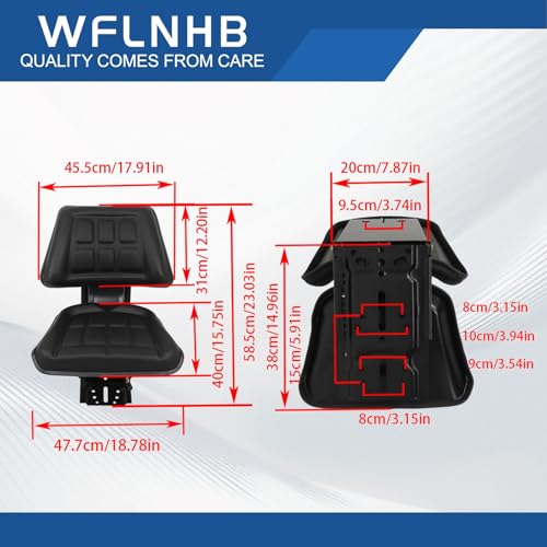 WFLNHB Black Adjustable Tractor Suspension Seat with Tilt