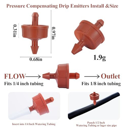 200Pcs 2GPH Pressure Compensating Irrigation Spot Drippers - color: 2 GPH 200PCS