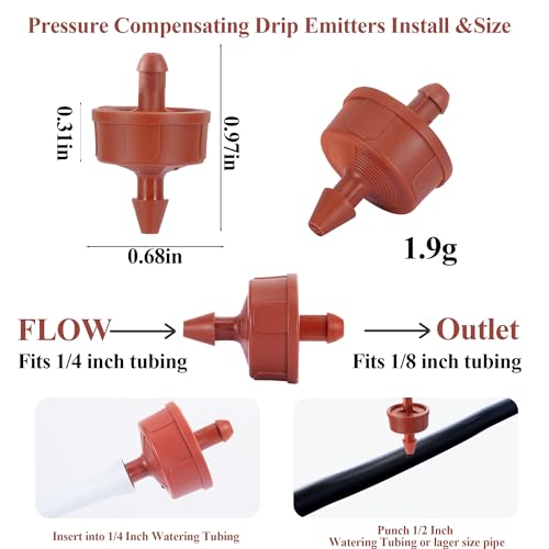 200Pcs 2GPH Pressure Compensating Irrigation Spot Drippers - color: 2 GPH 60PCS