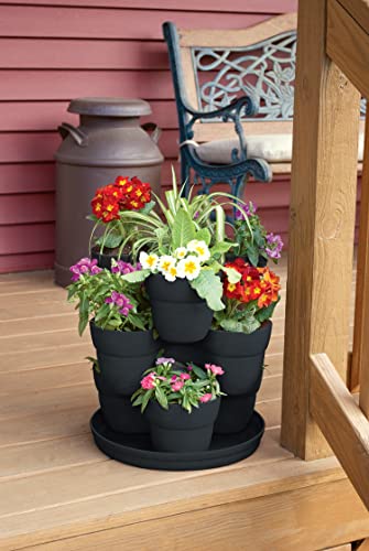 Bloomers Stackable Flower Tower Planter – Holds up to 9 Plants – Great Both Indoors and Outdoors – Charcoal - color: Charcoal