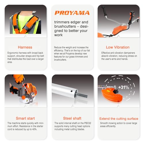 PROYAMA 51.7cc Gas Powered Weed Eater Trimmer, Heavy Duty Brush Cutter - size: 51.7cc