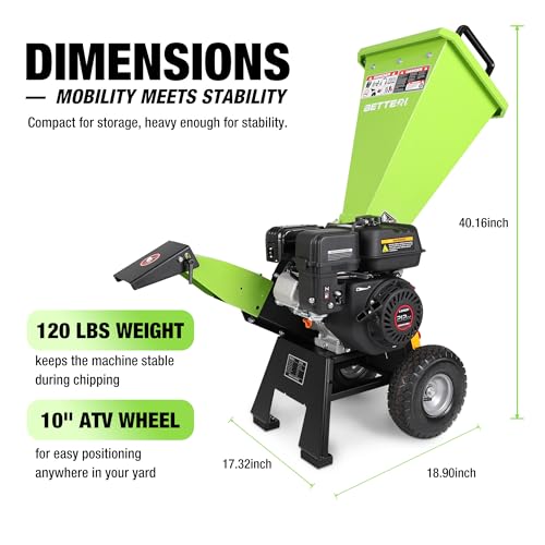Wood Chipper Gas Powered 7HP, 212CC Mulcher Chipper Shredder w/Bag