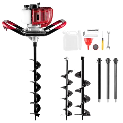 52cc Gas Post Hole Digger 1800W with 3 Bits & 3 Extensions