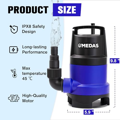 MEDAS 1HP 3434GPH Submersible Sump Pump Utility Pump,16.4ft Cord