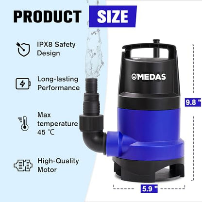 MEDAS 1HP 3434GPH Submersible Sump Pump Utility Pump,16.4ft Cord