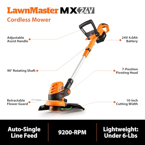 LawnMaster 20VMWGT 24V Max 13'' Lawn Mower & 10'' Grass Trimmer Combo