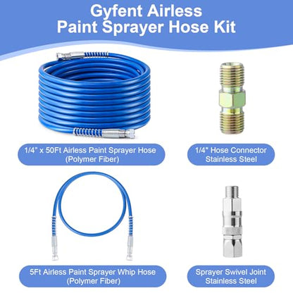 50Ft x 1/4"NPT Airless Paint Sprayer Hose Kit, 8500PSI High Pressure