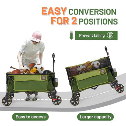 Timber Ridge Collapsible Folding Wagon 350L Extra Large with Brake - color: Green, size: 350L