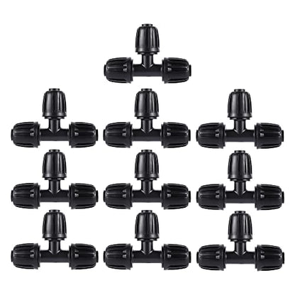 10 Pack 1/2 inch Irrigation Fittings Tee Connectors Anti-Drip - size: 1/2 inch Tee