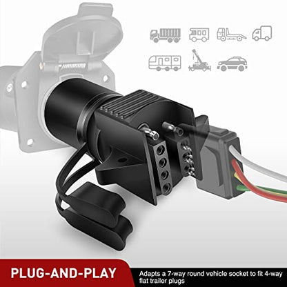 Nilight 7 Pin Round to 4-Way 5-Pin Flat Blade Light Adapter - color: 7Pin to 4&5Pin Trailer Adapter