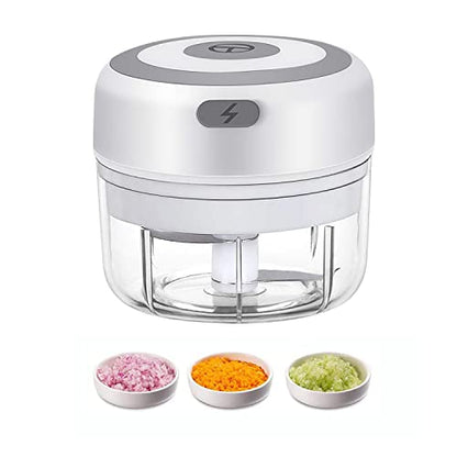 Electric Mini Garlic Chopper, 100ML Food Chopper Garlic Mincer USB - color: 100ML White