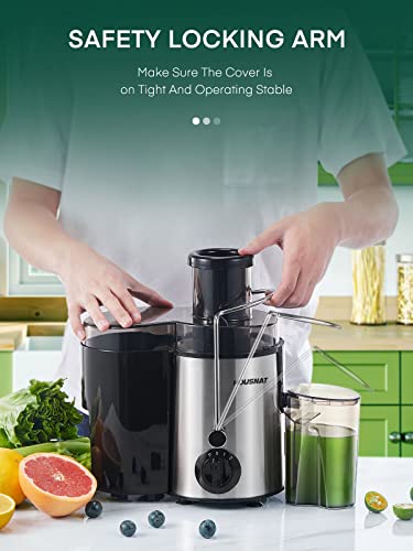 HOUSNAT Juicer Machines for Whole Fruit and Vegetables, 3 Speed Setting - color: Silver