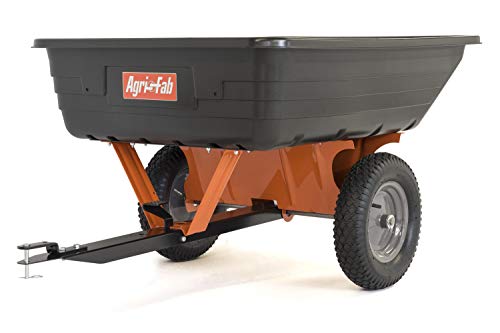 Agri-Fab 45-0533 650 lbs Tow Behind Poly Dump Cart, 10 CU. FT.; Lawn & Garden Cart/Trailer for Lawn Mowers, 16" Pneumatics Tires, Easy to Use Foot Pedal Dumping Lever - style: 650 lb. Poly Tow-Behind Dump Cart